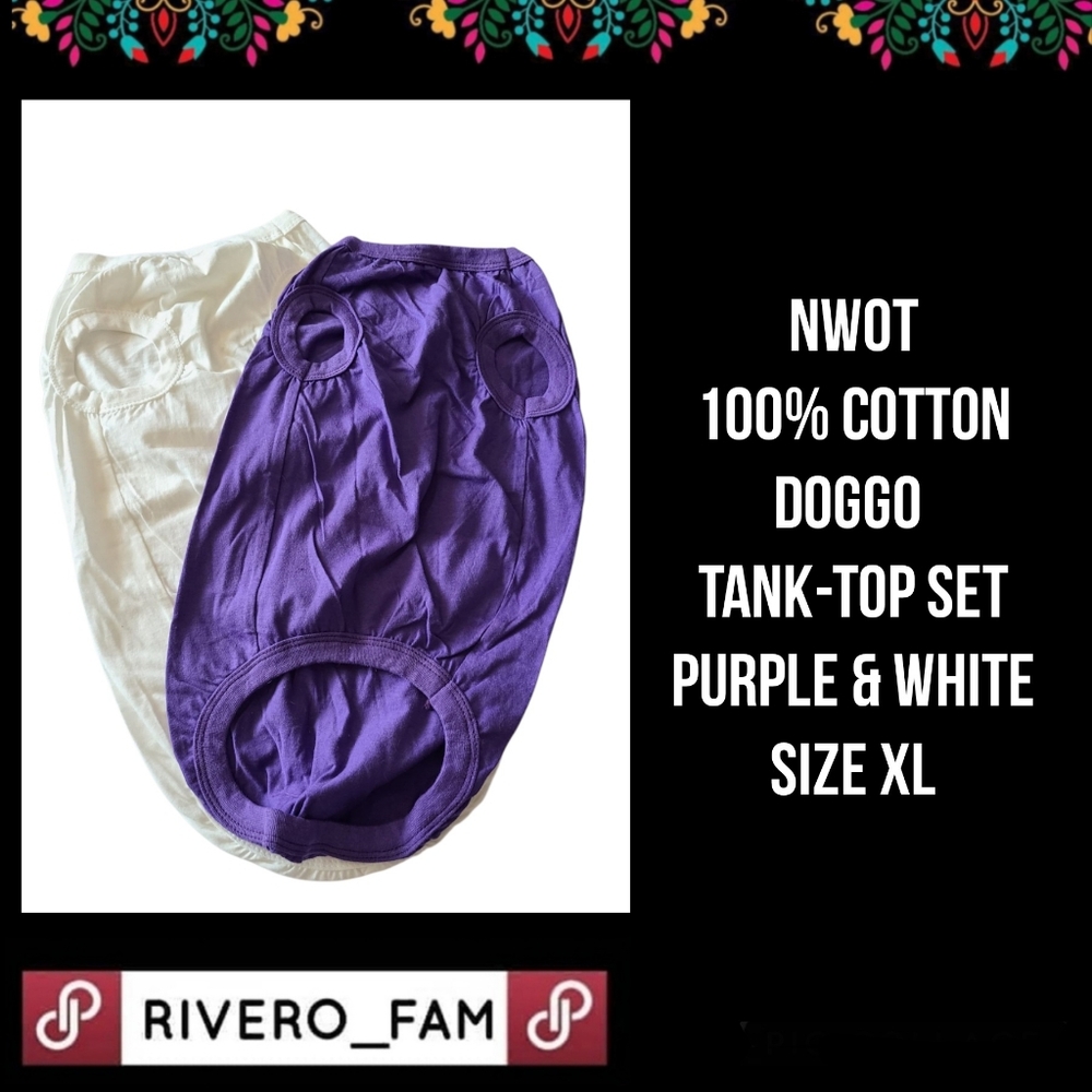NWOT | 100% COTTON | DOGGO TANK-TOP SET | PURPLE & WHITE | SIZE XL